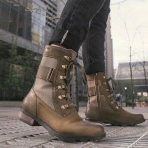 Sorel 6 Emelie Conquest Major Combat Boots Lace Up